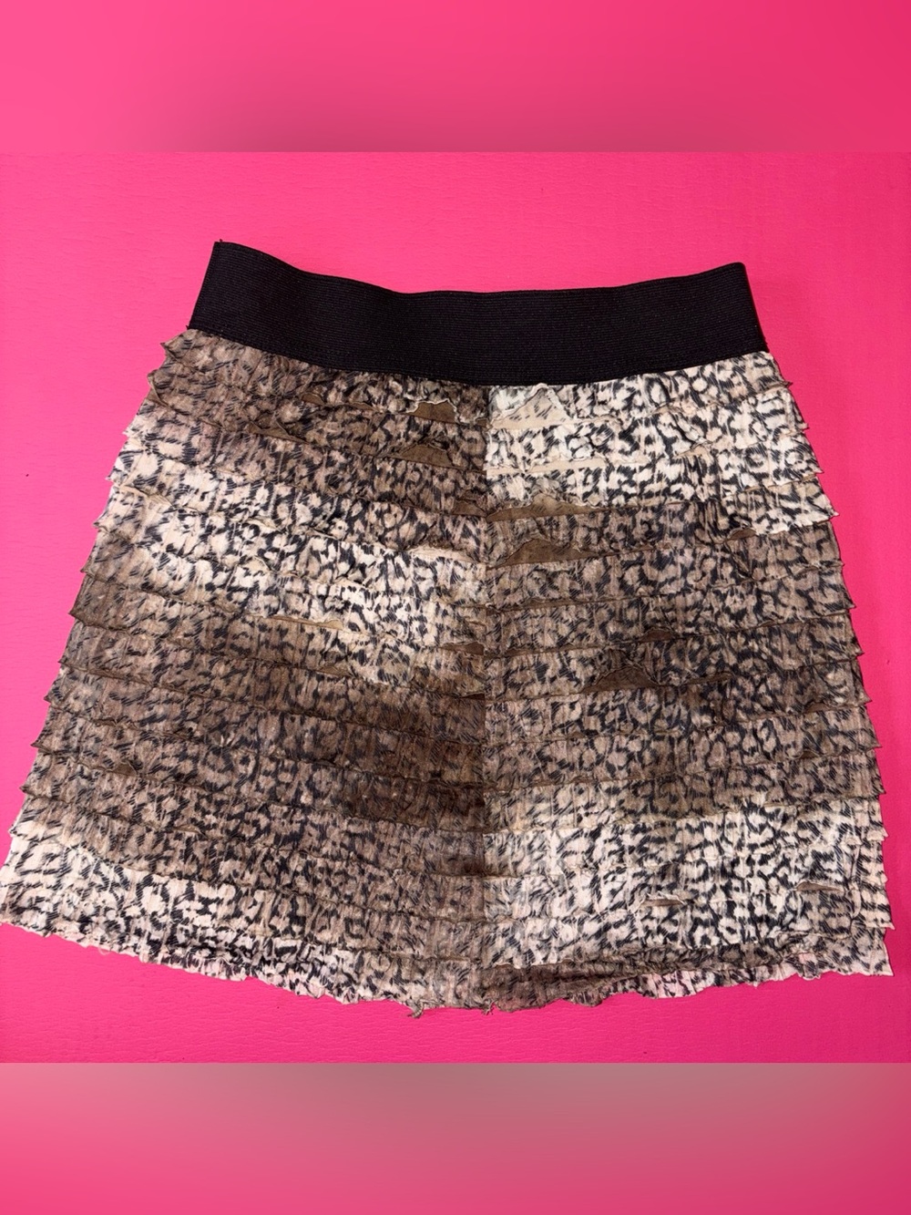 Camilla Animal-Print Pleated Mini Skirt with Black Waistband